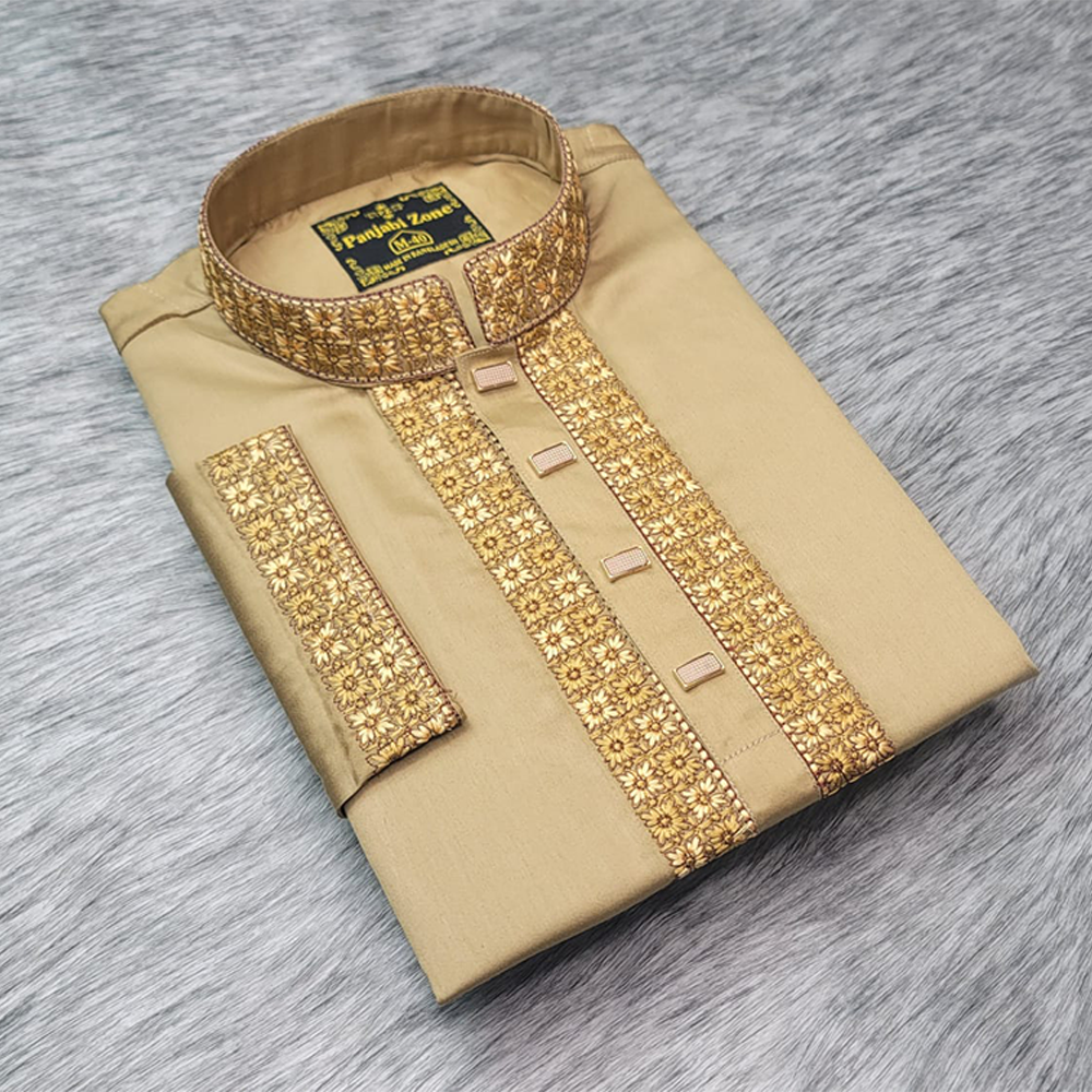 Cotton Embroidery Panjabi For Men - Off White