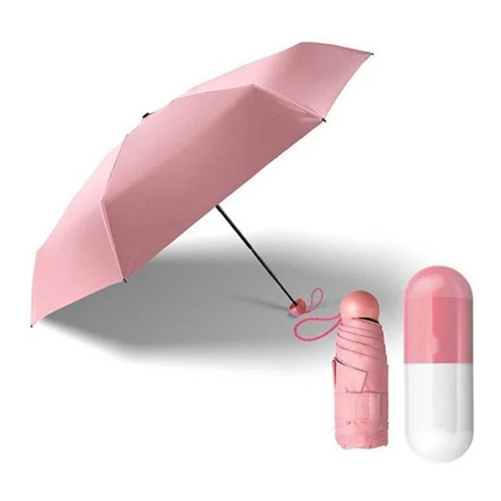 Mini Folding Capsule Umbrella With Cute Capsule Case - Pink