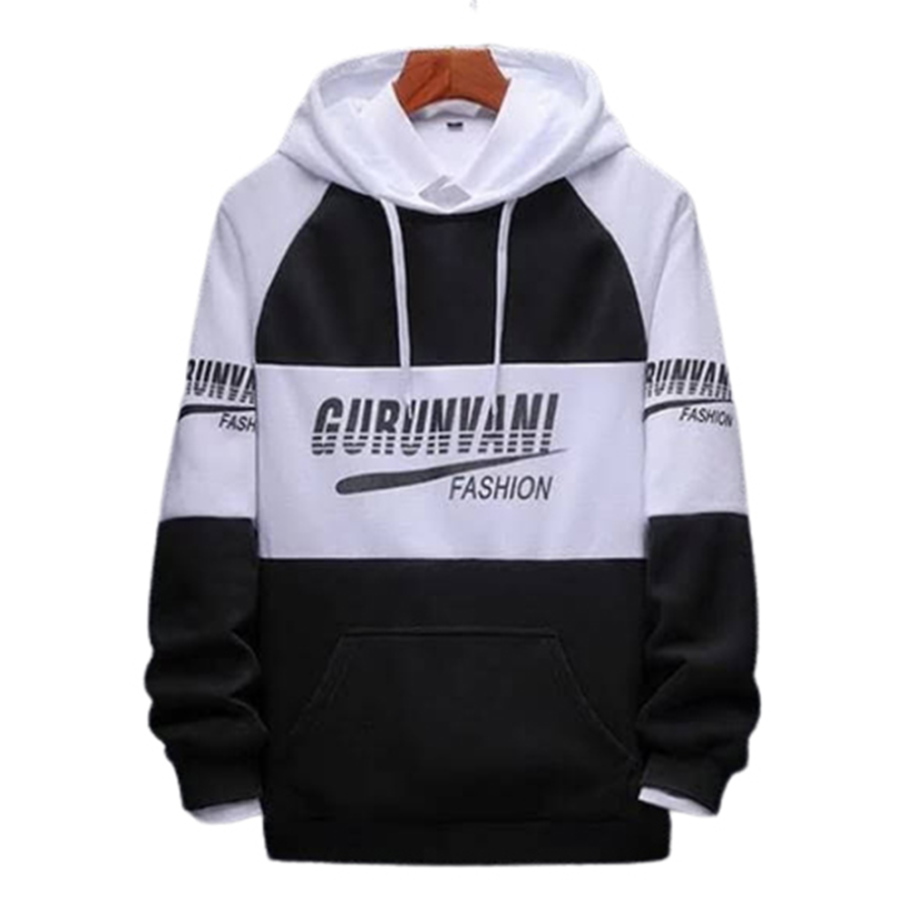 Cotton Hoodie For Men - Black and White - H-191