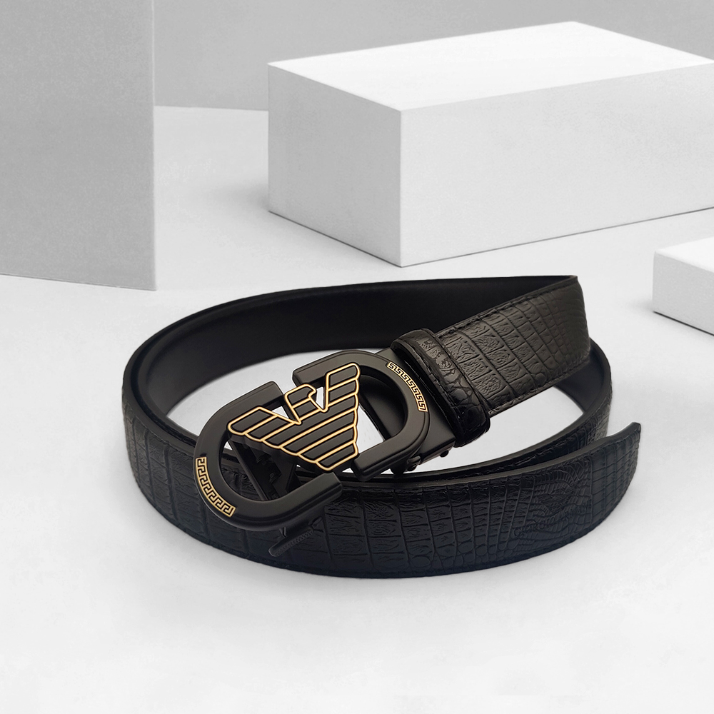 Leather And Metal Belt for Men - Black