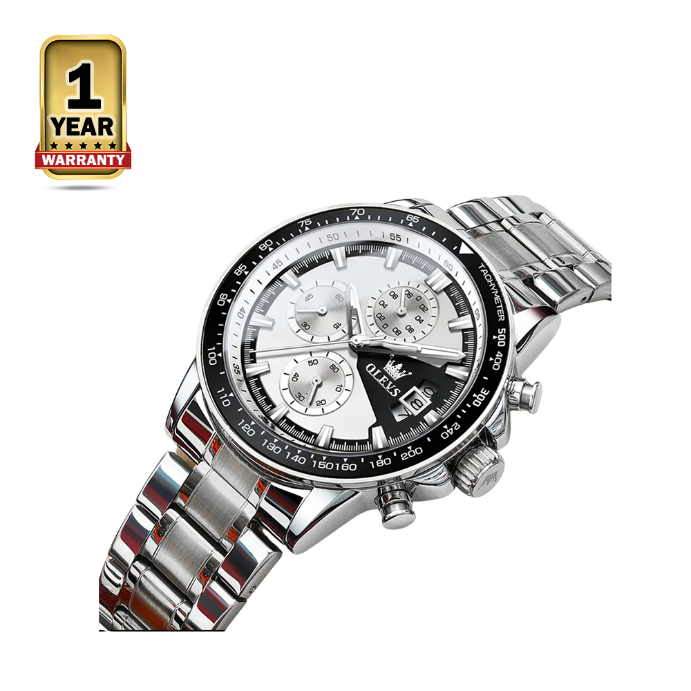 Olevs TY705 Waterproof Stainless Steel Lunminous Chronograph Watch for Men - Silver