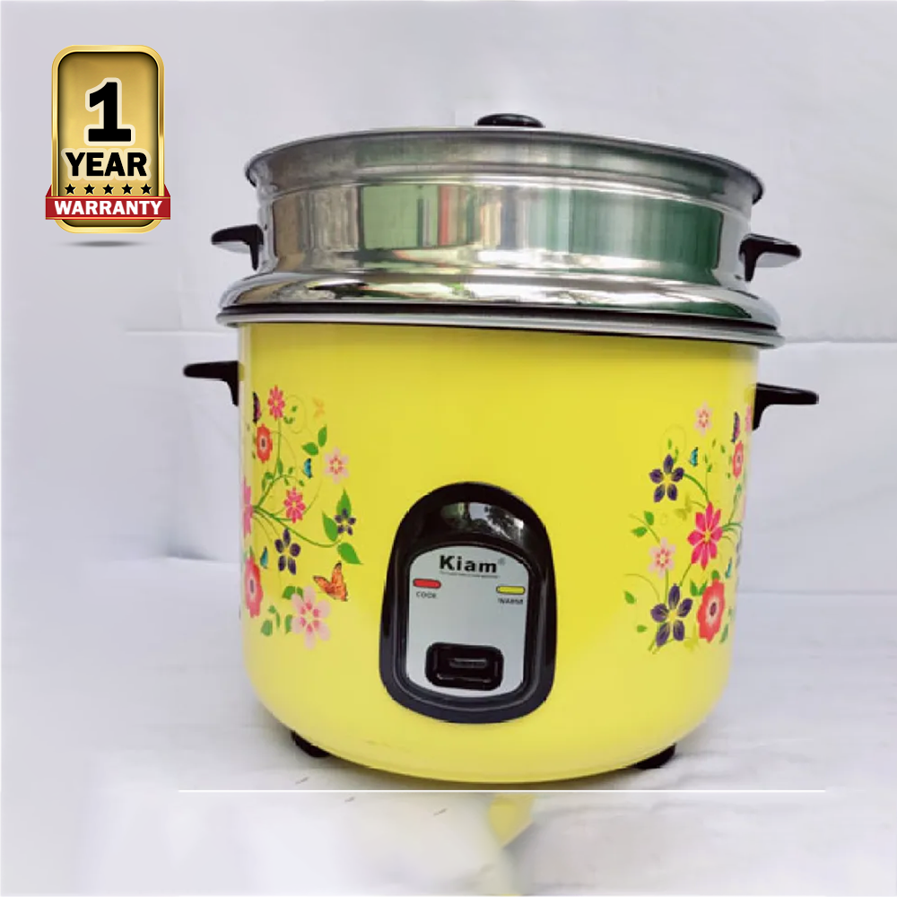 Kiam SFB-5702 Stainless Steel Double Pot Rice Cooker - 1.8 Liter -  Silver and Yellow