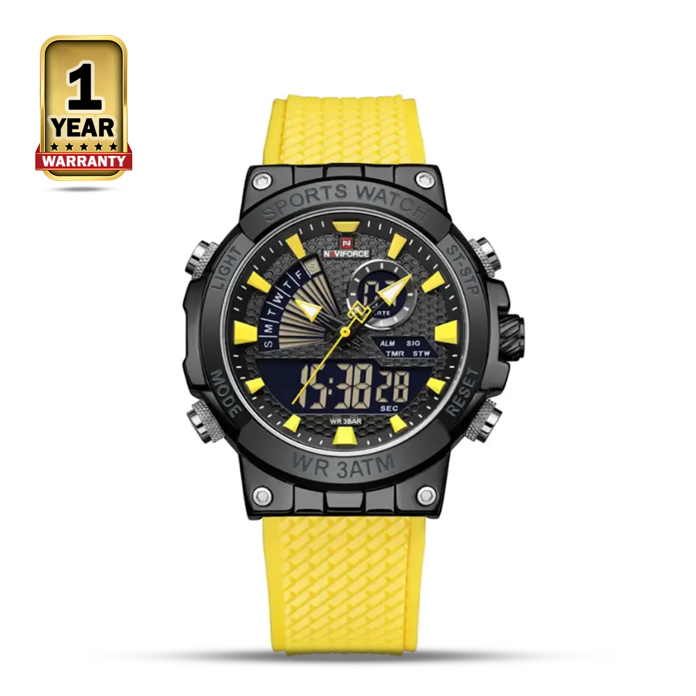 NAVIFORCE 9219 Sports Military Digital Analog Watch For Men - Yellow Black