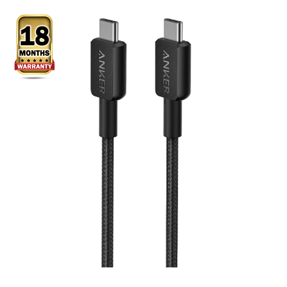 Anker A81F5H11 322 USB-C to USB-C 60W Nylon Braided Cable - 3 Feet - Black