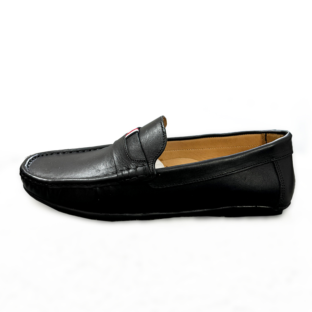 Leather Handmade True Moccasin Shoes for Men - Black