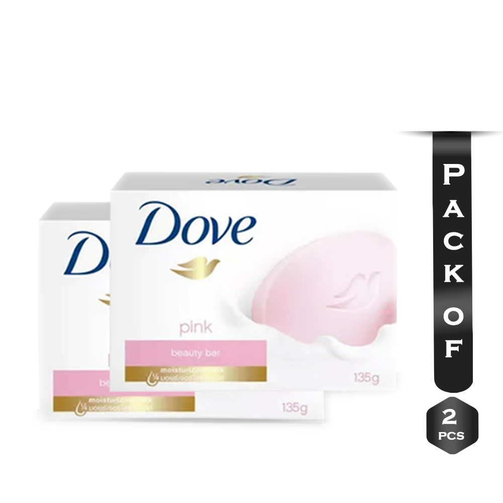 Pack of 2 Pcs Dove Beauty Bar Soap - 135gm - Pink