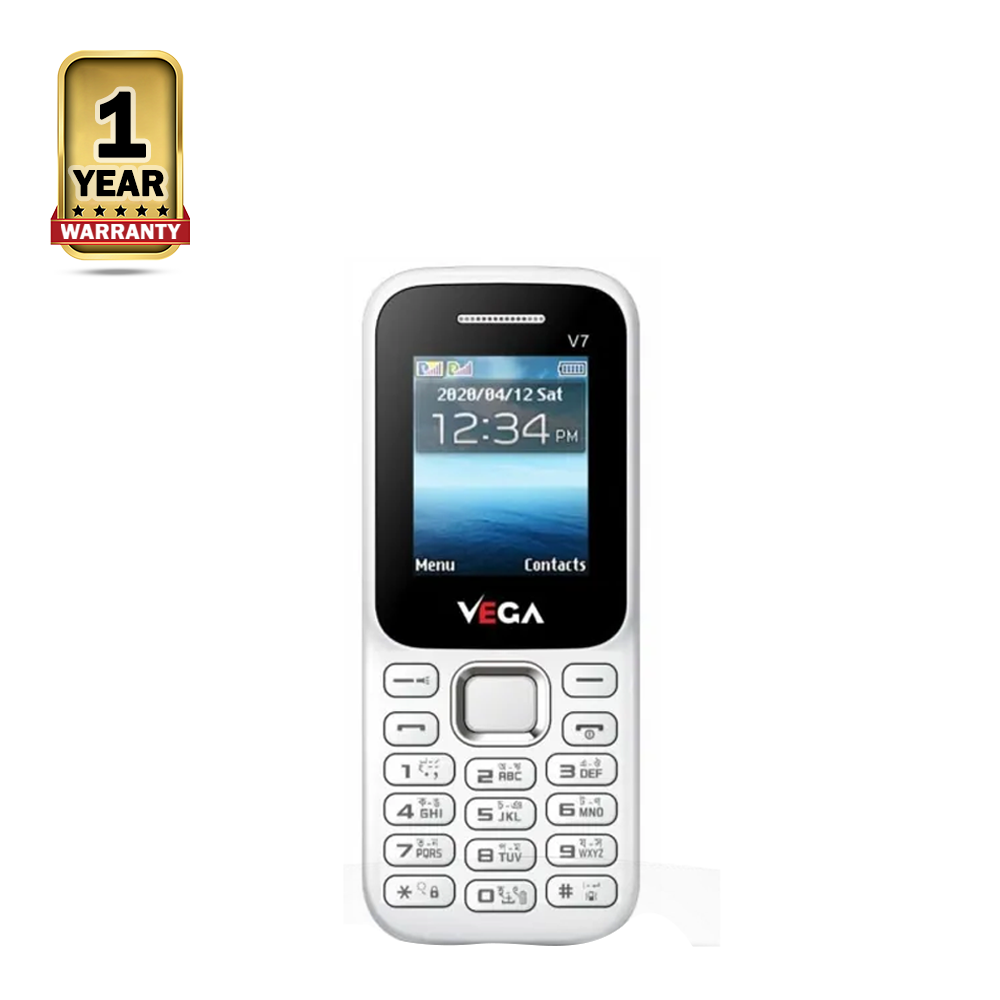 Vega V7 Dual Sim Feature Phone - White