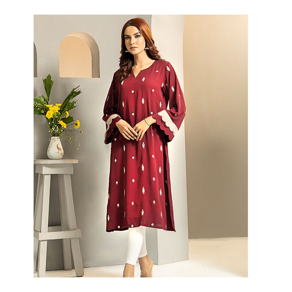 Buy Showstopper Cherry Georgette Kurti for Women - 1223 000289 - Maroon and Get Freyias Damage Repair Shampoo with Coconut Milk - 220ml Free