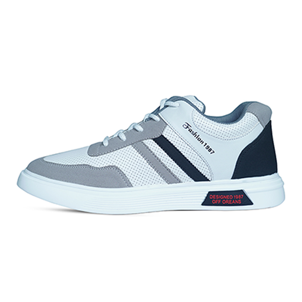 PU Leather Sneakers for Men White F4