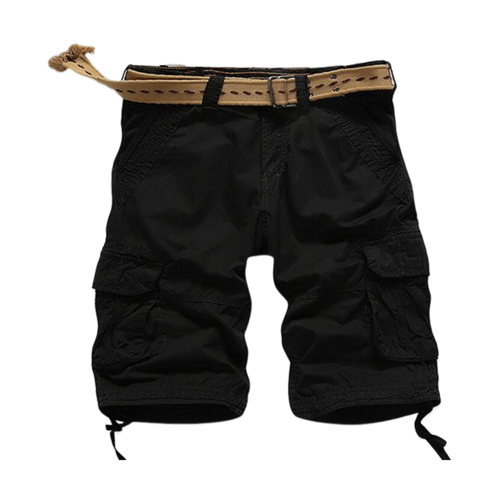 Twill Cotton Two Quarter Pant For Men - 1055 - Black