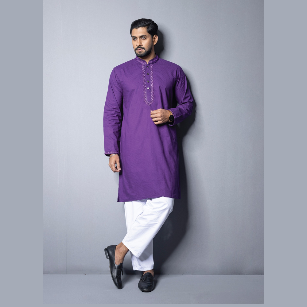 Cotton Panjabi for Men - Bright Purple - pax24002