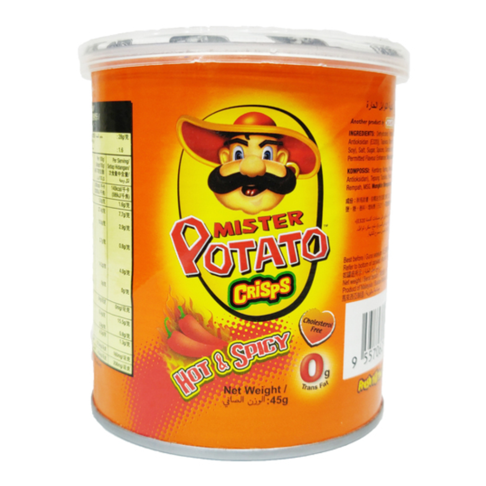 Mister Potato Hot And Spicy Crisps Can - 40gm