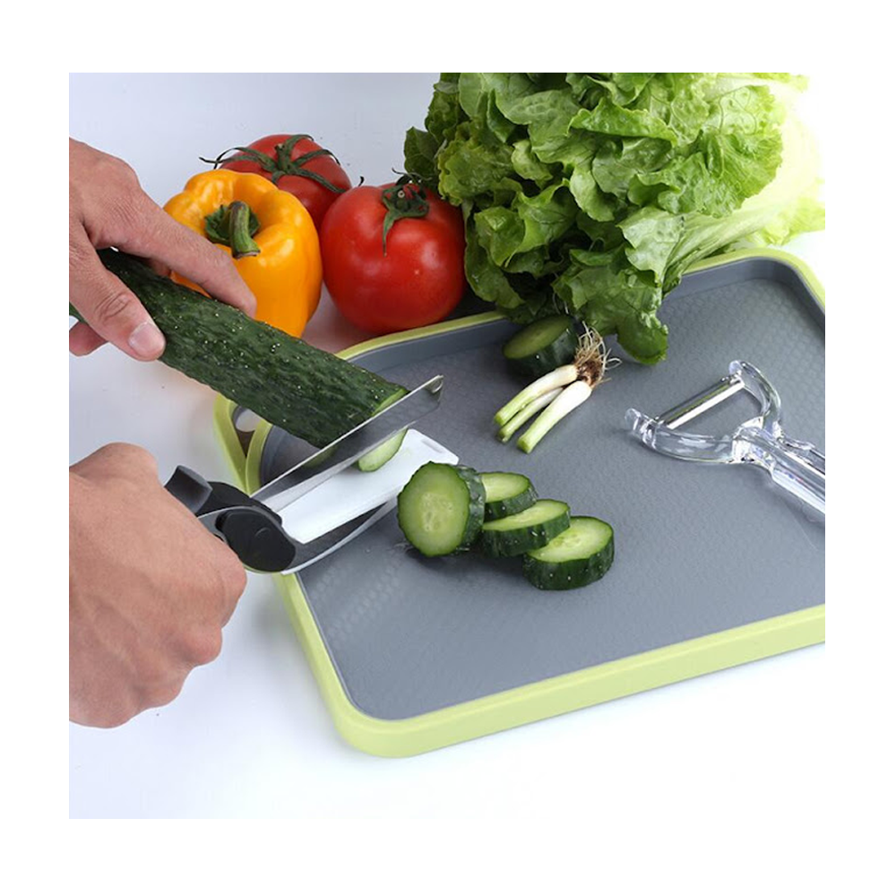 Stainless Steel Clever 2 In 1 Smart Fruit and Vegetable Cutter - Black and Silver