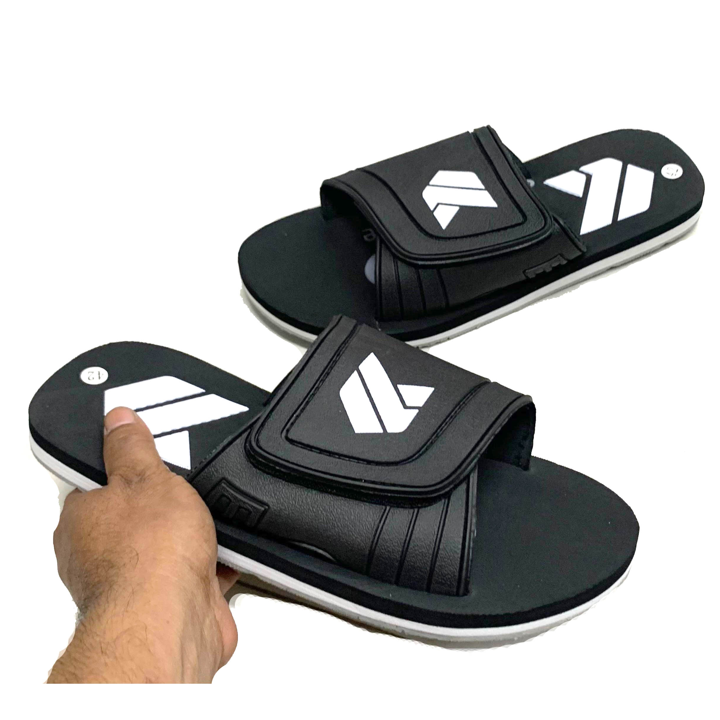 kitto PU Leather Slide Slipper for Men - Black - SL 736