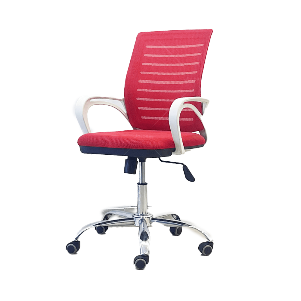 Fabric and Plastic Basic Pro Executive Office Chair - White and Red