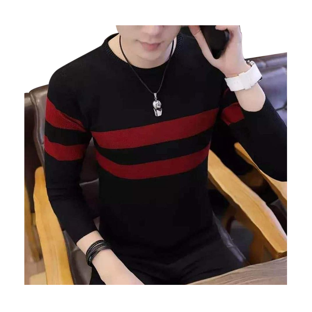 Full Sleeve Casual T Shirt For Men - TSH-28 - Black And Red