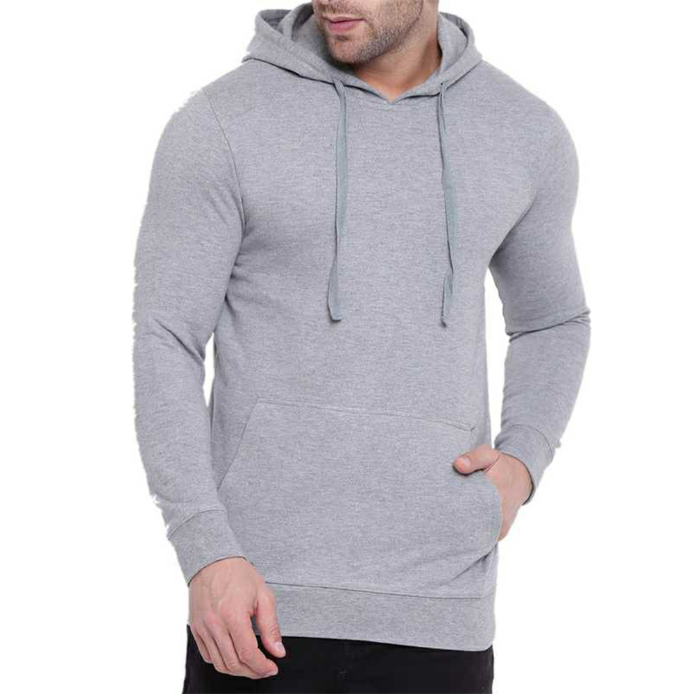 Cotton Fleece Full Sleeve Hoodie For Men - Gray - HM-11