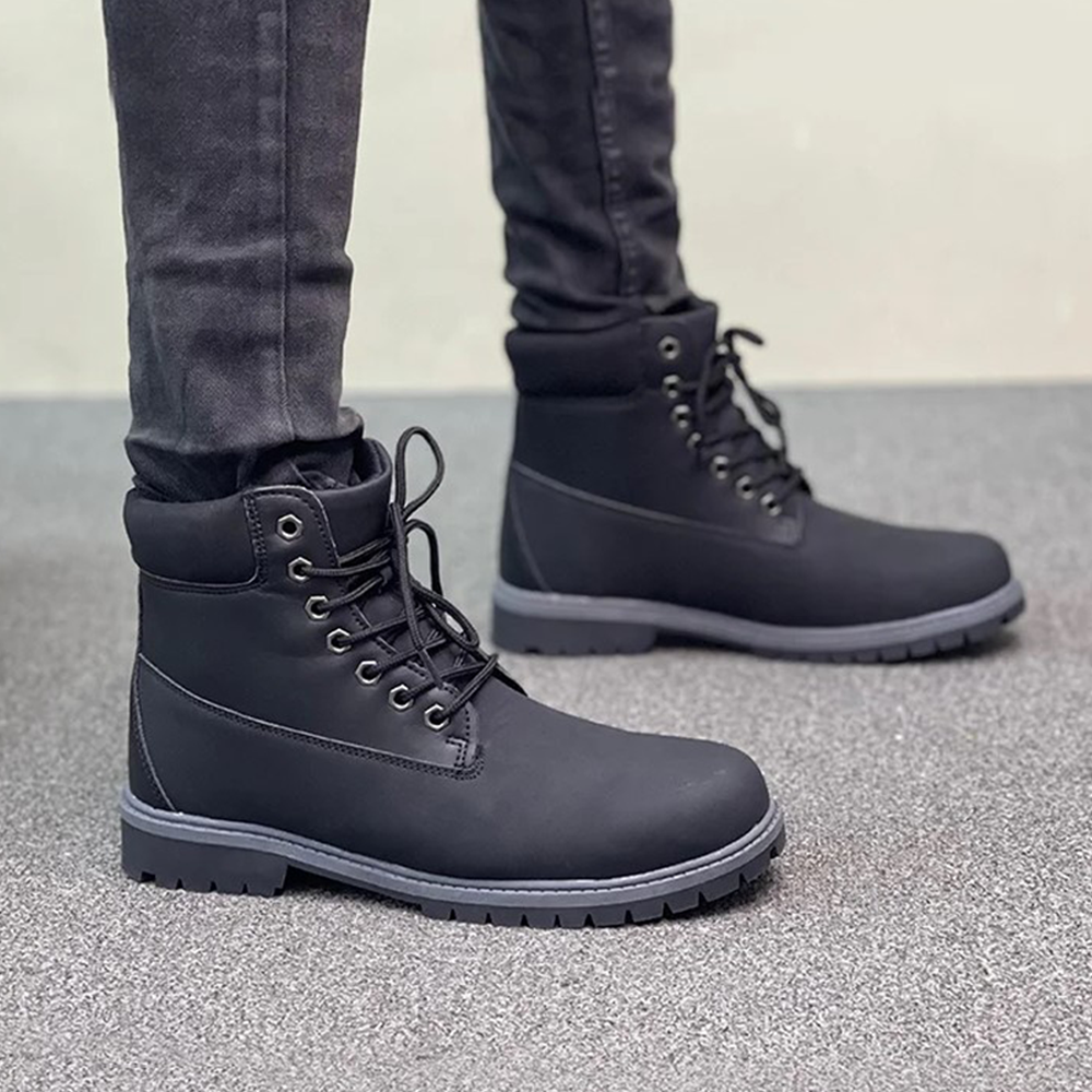 Synthetic Closure Laces Winter Boot For Men - Black - EFH-3003