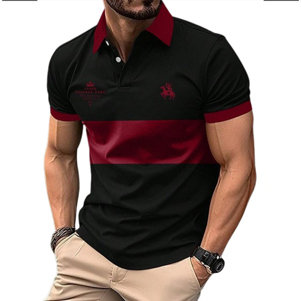 PK Cotton Polo Shirt For Men - Black and Maroon - PT-304