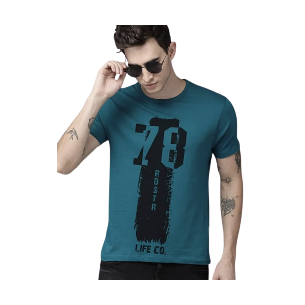 Cotton Half Sleeve T-Shirt for Men - Teal - TS-35