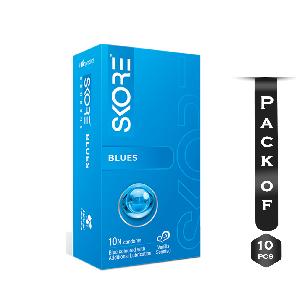 Pack of 10Pcs Skore Blue Coloured With Vanilla Flavoured Condom