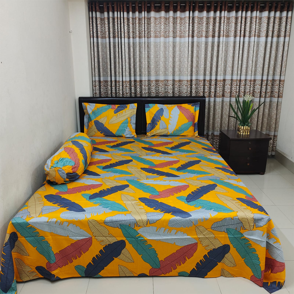 Twill Cotton King Size Bedsheet - Multicolor - 01