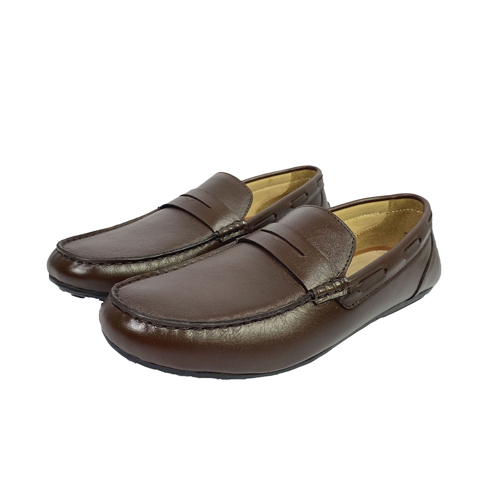 Black and White Casual Leather Loafer For Men - 31020121 - Brown