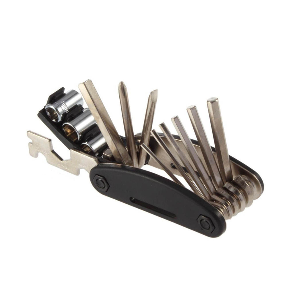 16 in 1 MultiFunctional Bike Mechanic Tool Kit Black