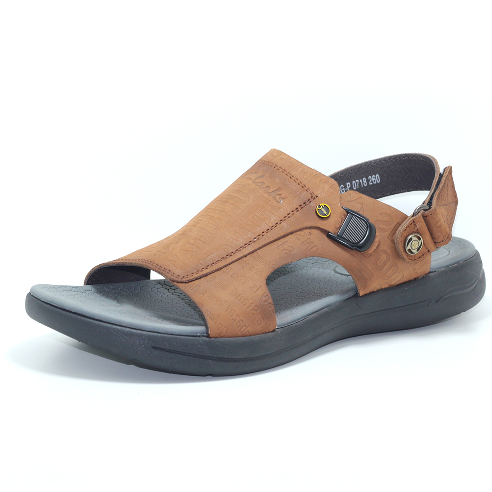 Leather Sandal Shoe For Men - Brown - MS 528