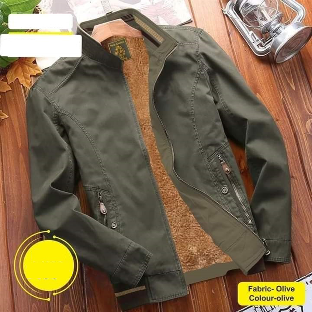 Premium Double Part Jacket For Men - Olive