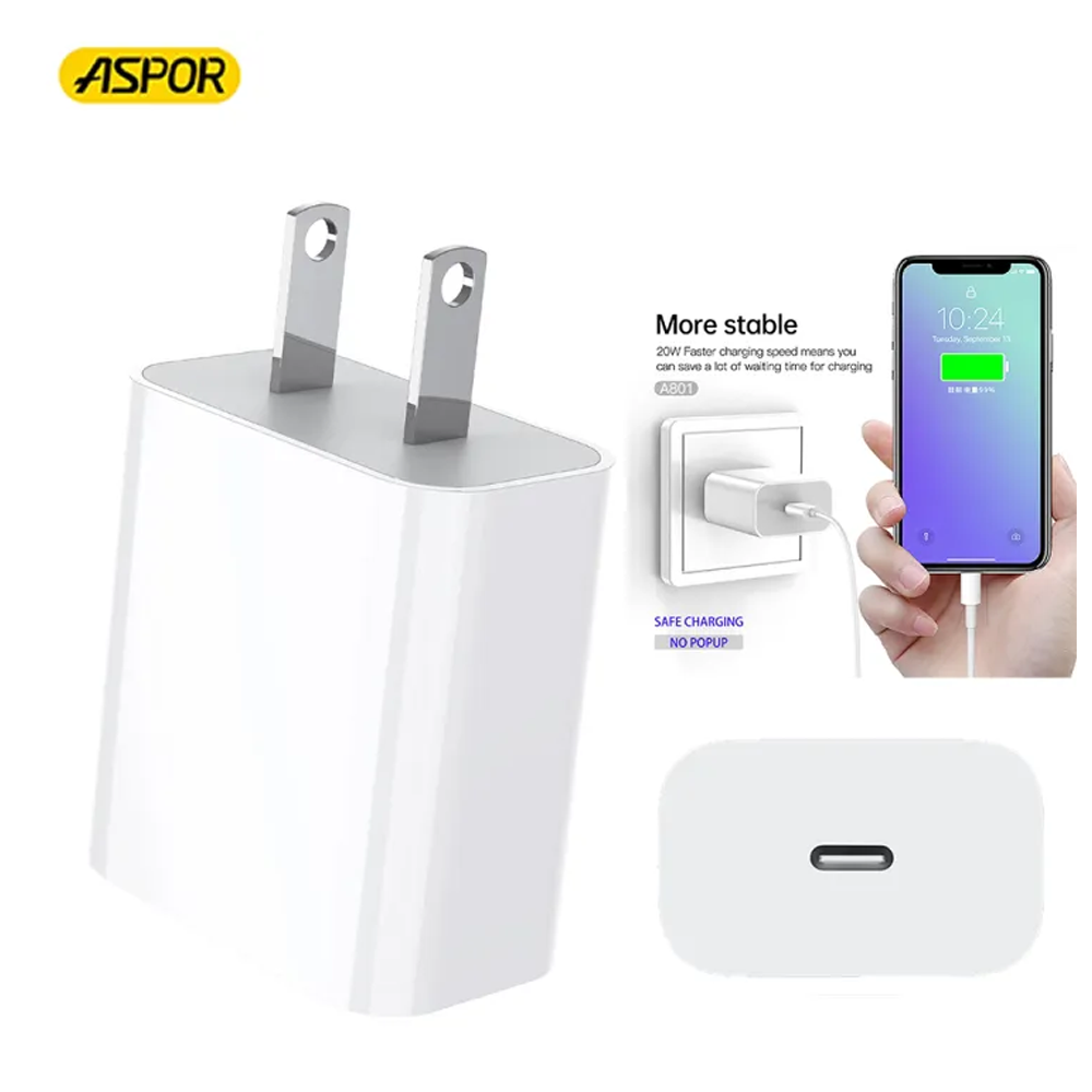 Aspor A801 Quick PD20W Fast Charger - White