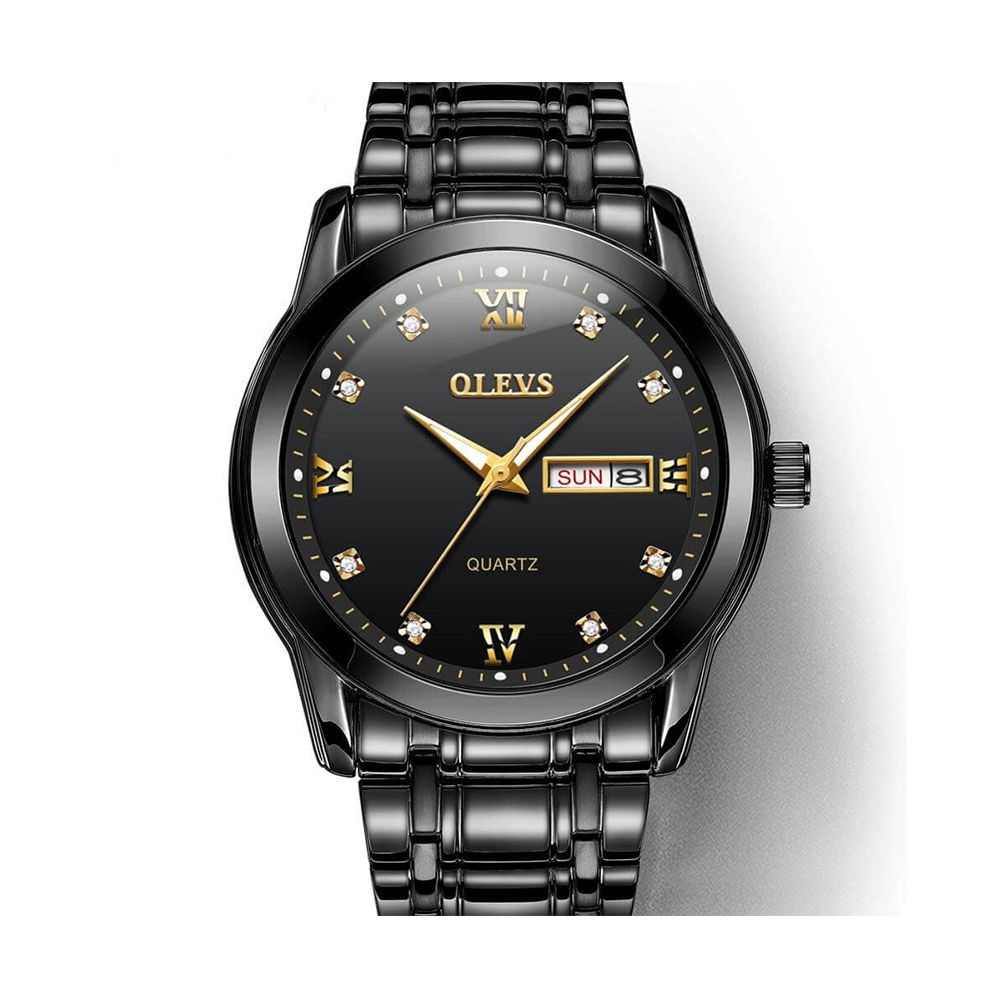 Olevs 8691 Stainless Steel Wrist Watch For Men - Black