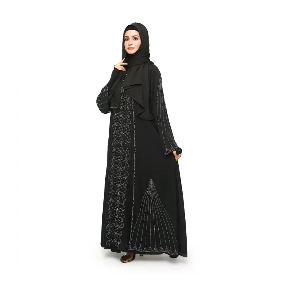 Dubai Cherry Irani Party Abaya Burkha Set For Women - Bottle Green - B_497