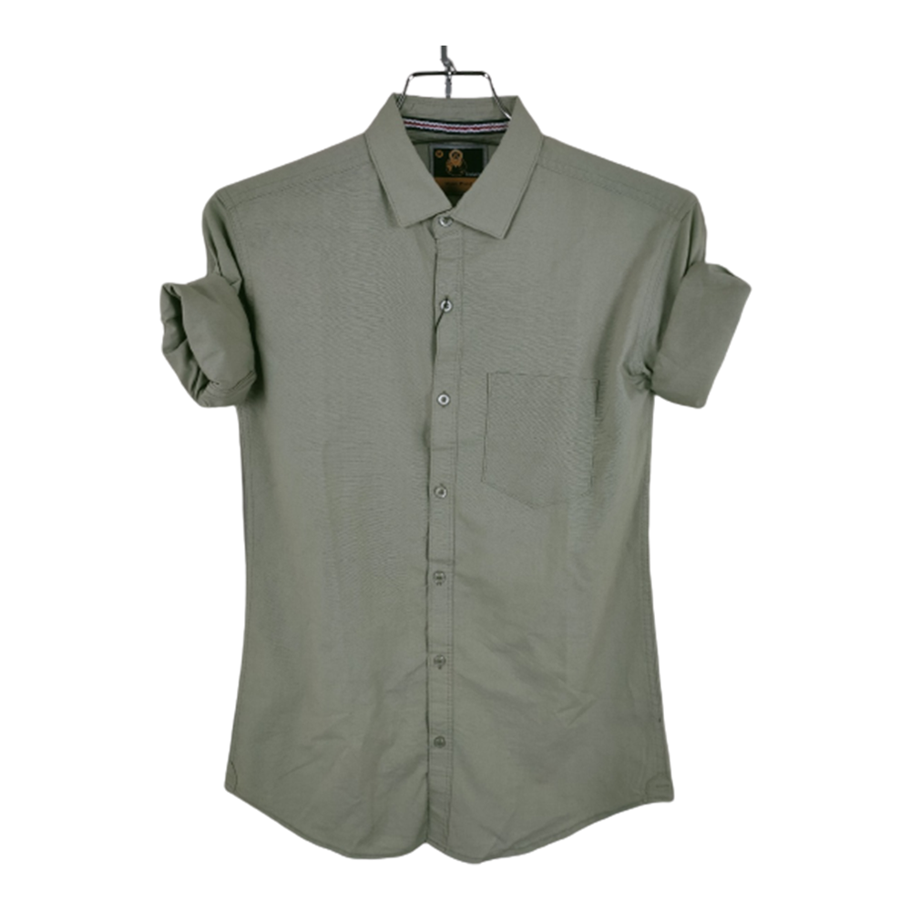 Oxford Cotton Full Sleeve Shirt For Men - Gray - OP55