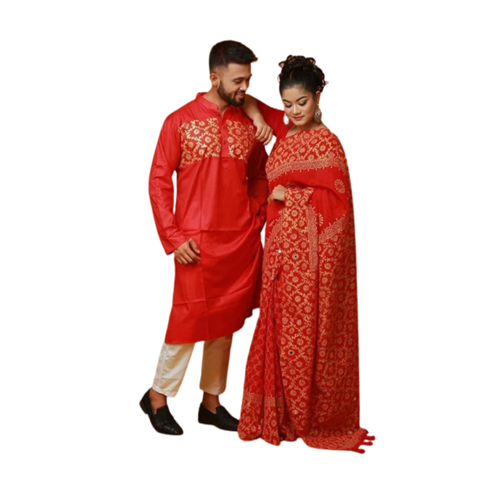 Half Silk Saree and Cotton Panjabi For Couple - CS-63