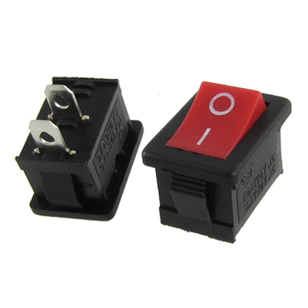 SPST Square Red Rocker Switch - 12V - DC 2-Pin - 5 Pcs