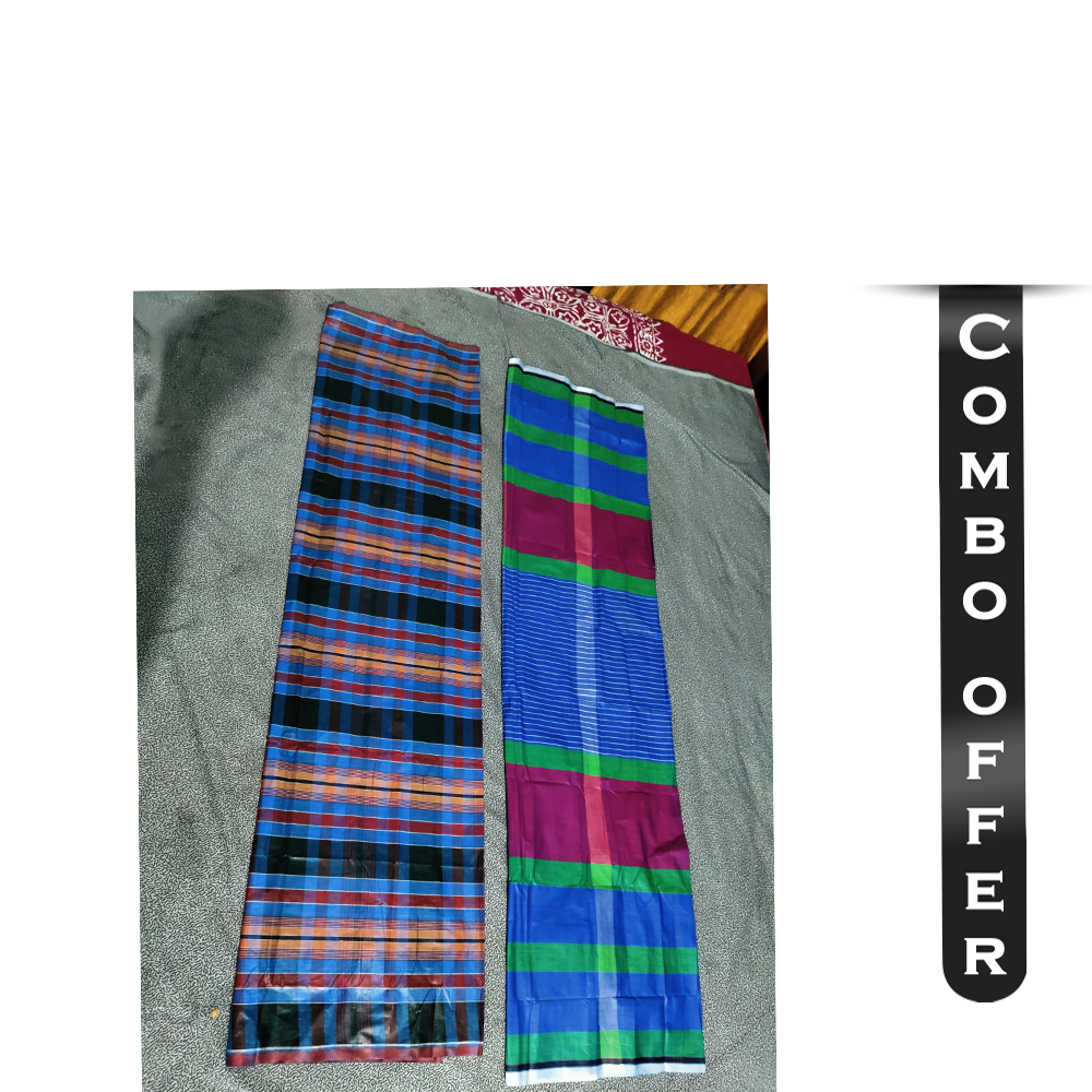 Combo Pack of 2 Pcs Soft Cotton Lungi For Men - Multicolor