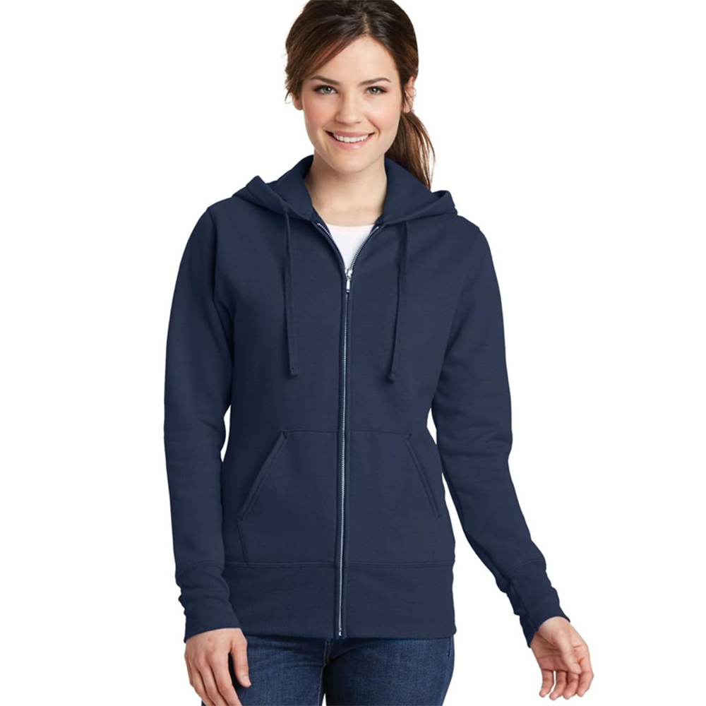 Cotton Fleece Full Sleeve Hoodie For Women - Navy Blue - HF-20