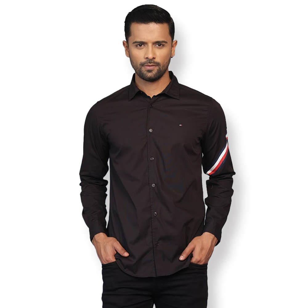 Cotton Full Sleeve Casual Shirt for Men - Black - European Size - 254105282