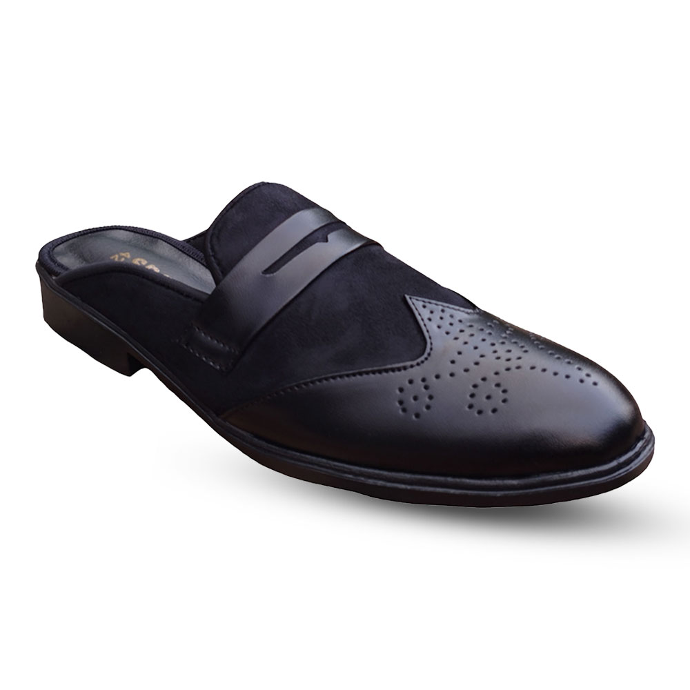 PU & Suit Leather Half Shoes For Men - Black - H1