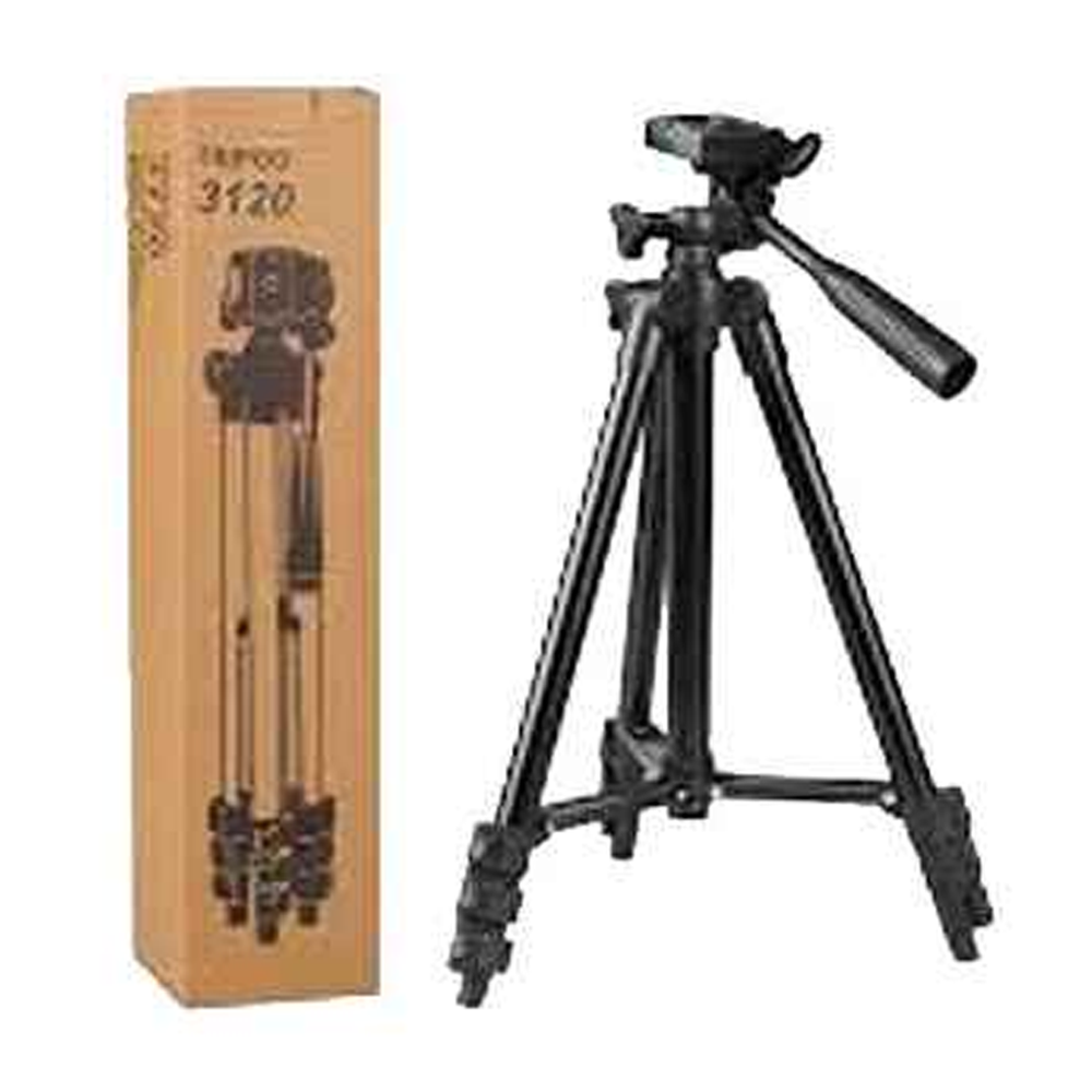 Tripod 3120A Camera Stand With Phone Holder Clip - Black