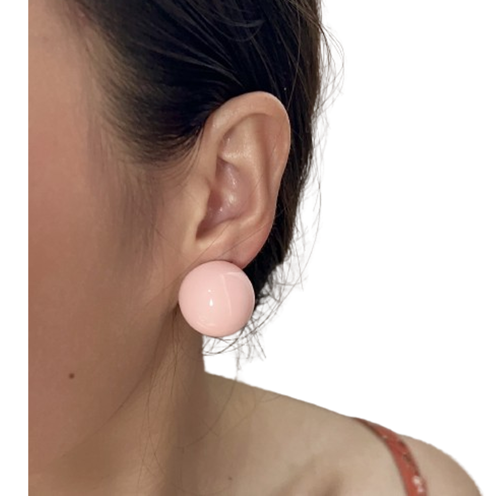 Pearl Moon Big Earrings - Light Pink - JE-004