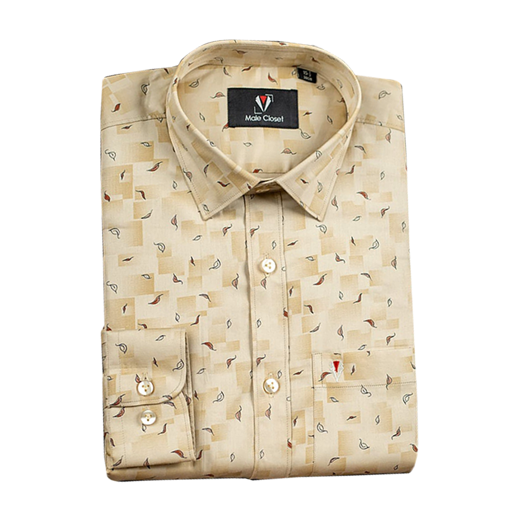 Full Sleeve Cotton Shirt For Men - Wheat