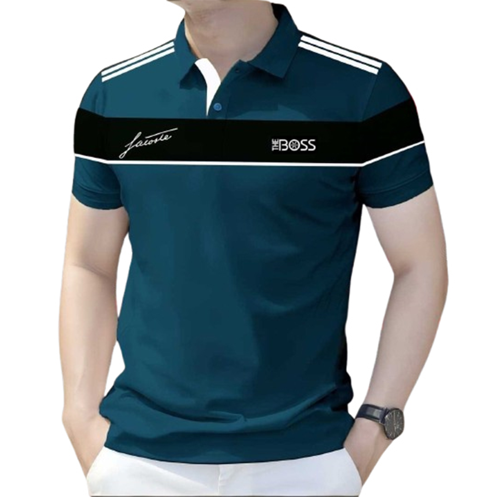  PK Cotton Polo Shirt For Men - Blue and Black - PT-F2