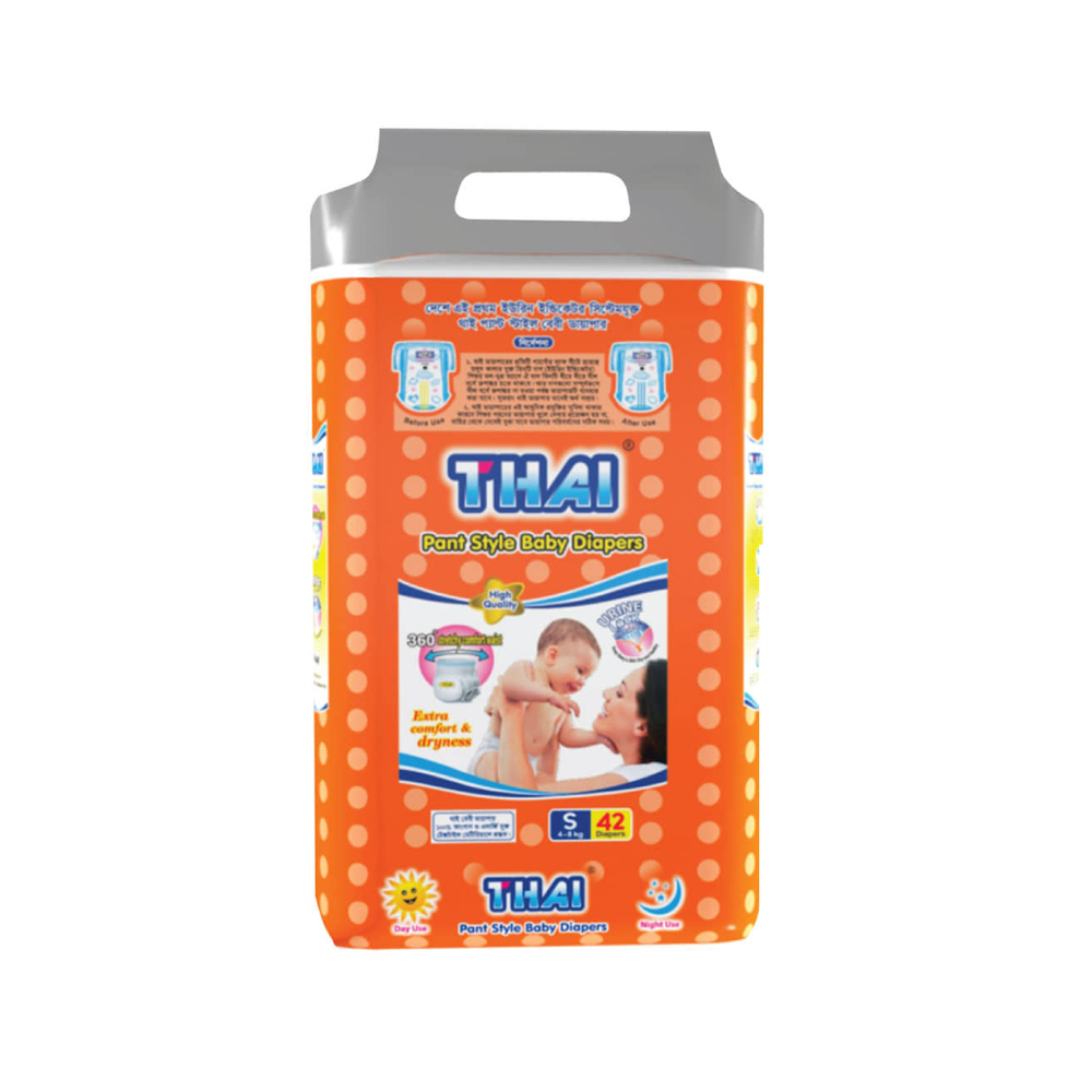 Thai Pant Style Baby Diaper Small -  4-8Kg - 42 Pcs
