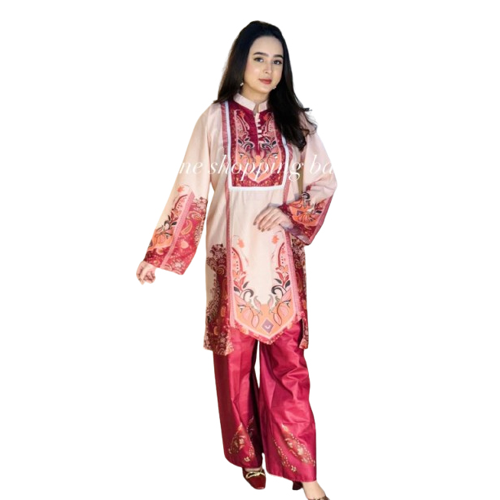 Dubai Silk Digital Printed Readymade Salwar Kameez For Women - Multicolor - 2F-05