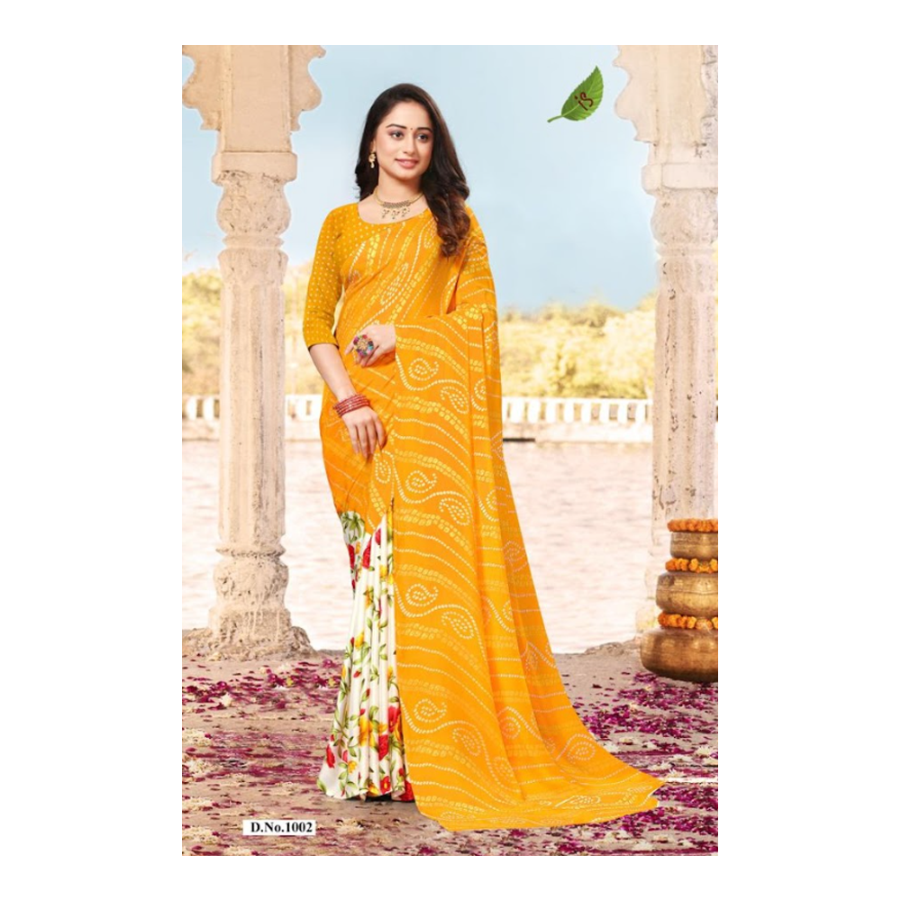 Chundri Soft Silk Saree With Blouse Piece for Women - Yellow