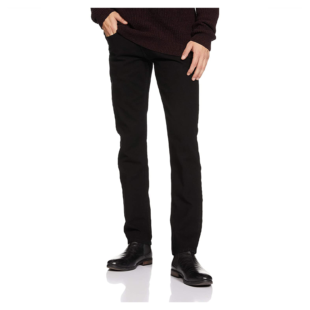 Cotton Semi Stretch Denim Jeans Pant For Men - Deep Black - NZ-13054