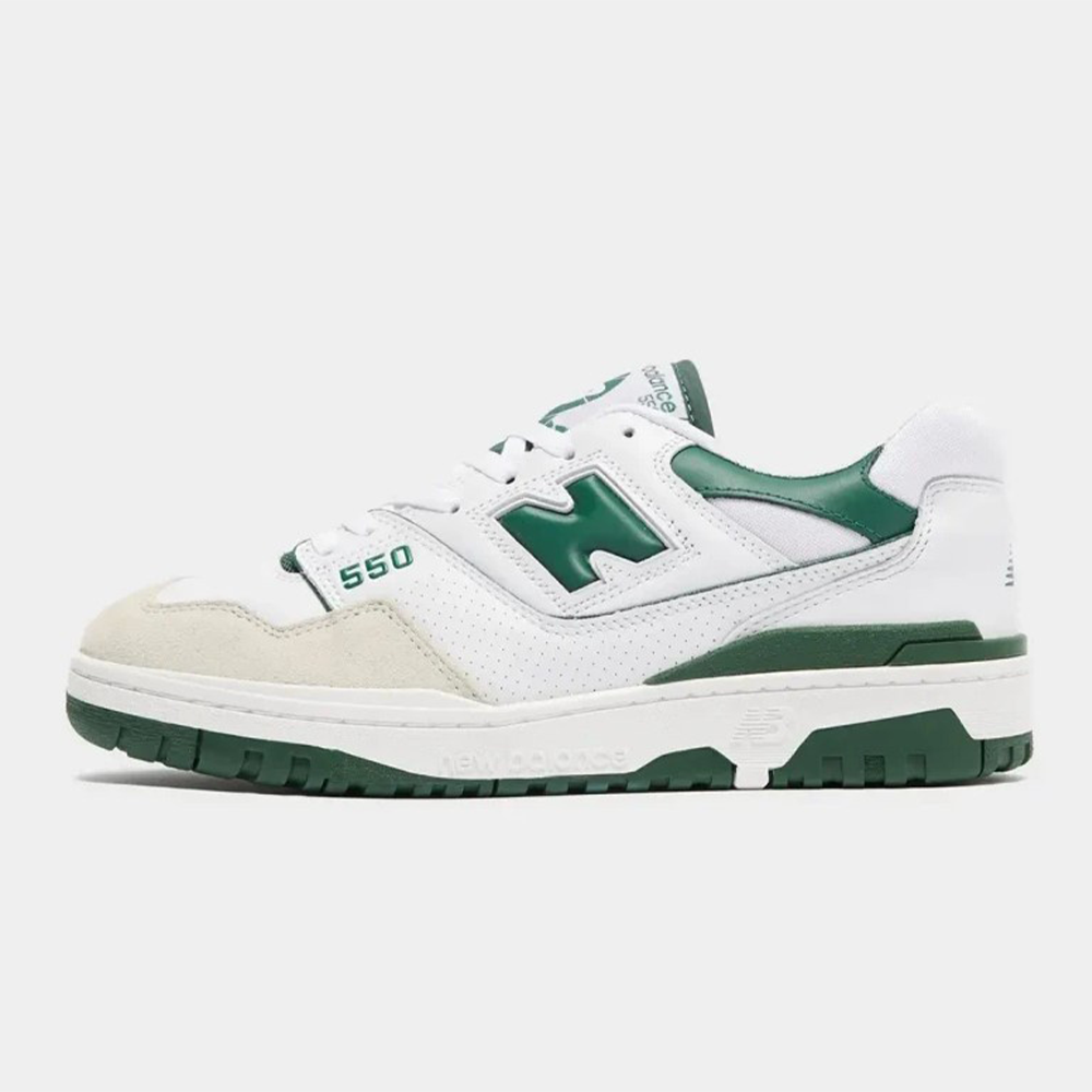 NB 550 Leather Synthetic Sneaker For Men - White and Green