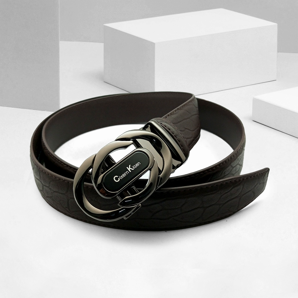 Leather And Metal Belt for Men - Black